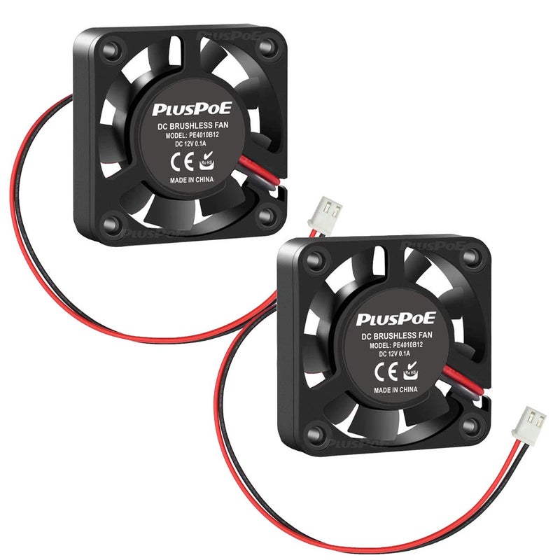 PLUSPOE 2-Pack 40mm x 10mm DC 12V Brushless Cooling Fan, 4010 Smart Fan for Computer case 3D Printer Humidifier and Other Small Appliances Series Repair Replacement - Image 1